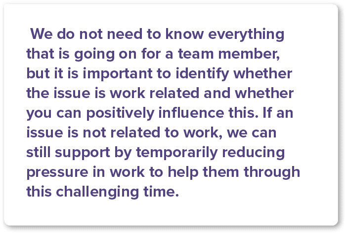  We do not need to know everything that is going on for a team member, but it is important to identify whether the is   